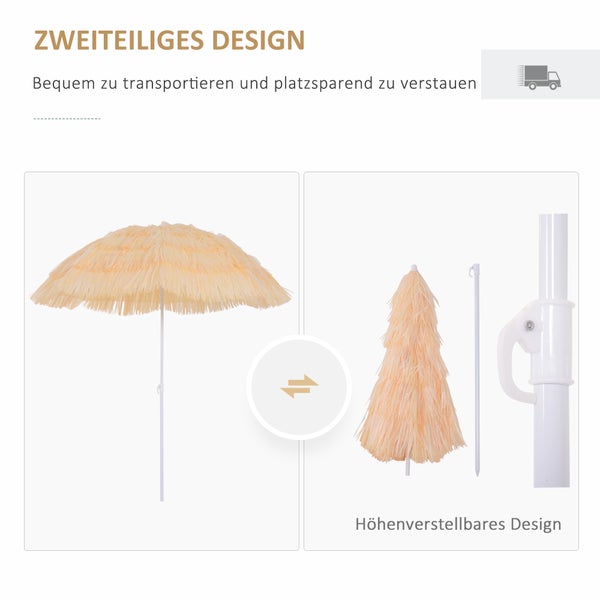 Outsunny Sonnenschirm Strand Ø160cm windfest stabil Strandschirm höhenverstellbar und neigbar UV-Schutz sturmfest Balkon-Schirm faltbarer Gartenschirm für Reisen, Strand, Balkon Beige