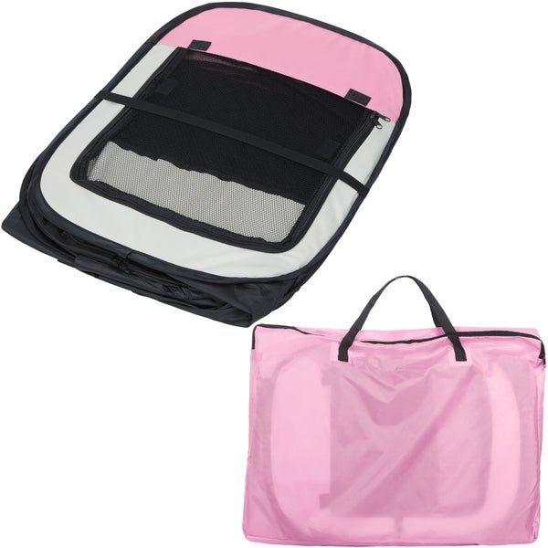 Welpenauslauf tectake  115 x 115 x 64 cm, inklusive Tragetasche und Heringe faltbar, für Innen- und Außenbereich rosa