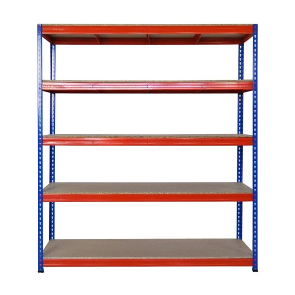 PROREGAL Profi Schwerlastregal Bison HxBxT 200 x 180 x 60 cm 5 Spanplatten-Ebenen 16mm Fachlast 600 kg Blau-Orange
