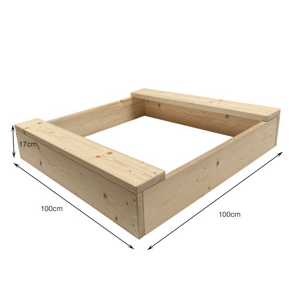 Sandkasten 100x100m Natur Unbehandelt Kinder Clamaro Massivholz Tannenholz
