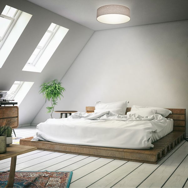 Deckenleuchte Sterndekor Stoff-Lampe Textil Kinderzimmer Schlafzimmer taupe E27