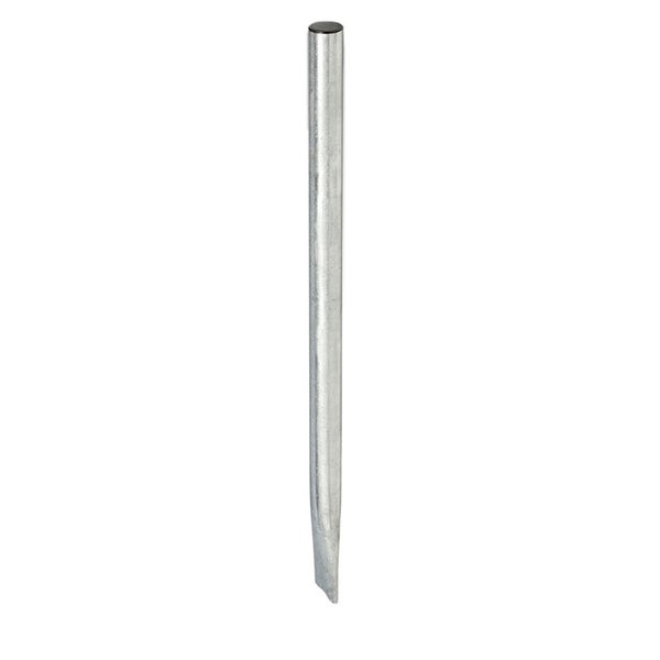 Verzinkter Zaunpfahl aus Metall mit angespitztem Ende und Abdeckkappe.