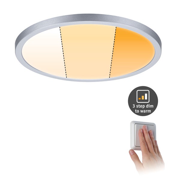 VariFit LED Einbaupanel Dim to Warm Areo IP44 rund 230mm 16W 1400lm 3 Step Dim to warm Chrom matt dimmbar