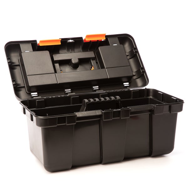 BigDean Werkzeugkoffer leer - 51x25x23cm - aus schlagfestem Kunststoff - Werkzeugkiste mit Innenablage - auch als Angelbox geeignet - Werkzeugkasten für Heim- & Handwerker - Made in EU