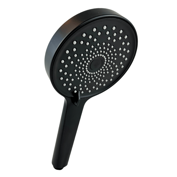 EcoRain 50% Wassersparender Duschkopf Jet 12 CM mit Wasserfilter - 3 Strahlarten - Hoher Wasserdruck - Universeller Anschluss - Anti-Kalk Duschkopf - Schwarz