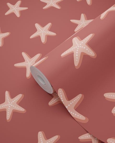 Vliestapete mit Seestern-Muster, Tapetenrolle mit maritimem Design.