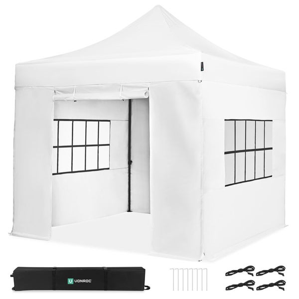 VONROC Pavillon 3x3m wasserdicht stabil - Partyzelt EasyUp System [3Min Aufbau] Popup Faltpavillon modular erweiterbar als Festival Zelt, Gartenpavillon