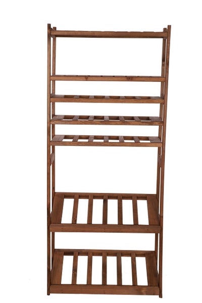 PROREGAL Getränkekisten- & Weinregal SPREEWALD HxBxT 163x70x33cm 18 Flaschen auf 3 Ebenen + 2 Ebenen für Kisten + 2 Ablagen Massives Kiefernholz Braun geölt