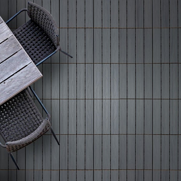 FLOORDIREKT WPC-Klickfliese Classic - Wetterbeständige Terrassenfliese - Grau 30 x 30 cm