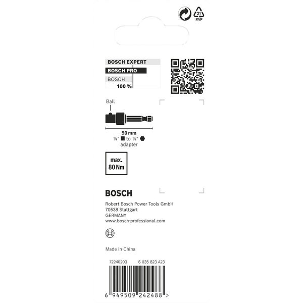 Bosch PRO Socket Adapter mit Kugelverbindung 1/4 50 mm - 2608522562