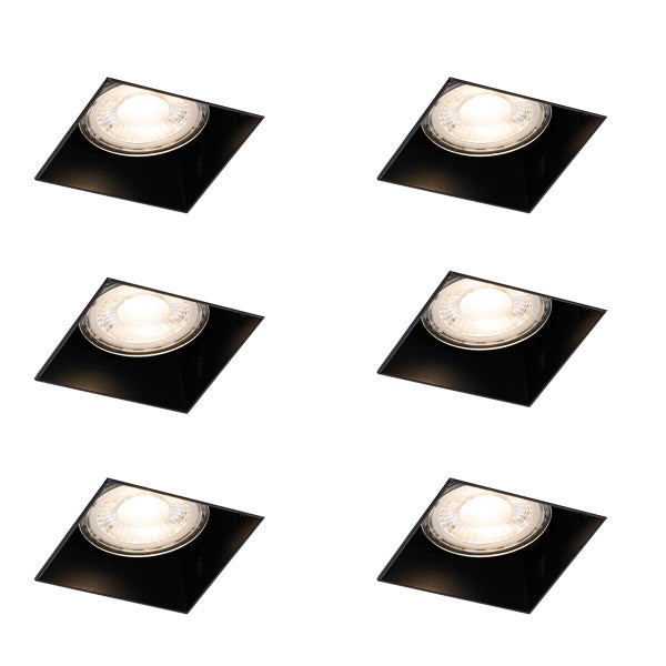 Set mit 6 Einbaustrahlern schwarz GU10 50mm randlos - Oneon