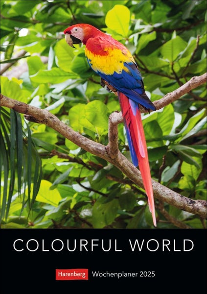 Colourful World Wochenplaner 2025 Terminkalender 2025 zum Aufhängen mit Naturfotos in leuchtenden Farben. Praktischer Wochenkalender von Harenberg