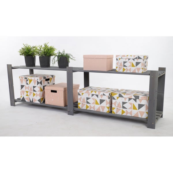 PROREGAL Holzregal Pinepeak HxBxT 50 x 170 x 38 cm 2 Fachboden 1,2 cm Dickes Kiefernholz Grau