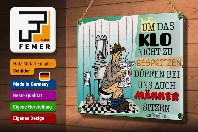 Blechschild Spruch 30x20cm um Klo nicht bespritzen Männer