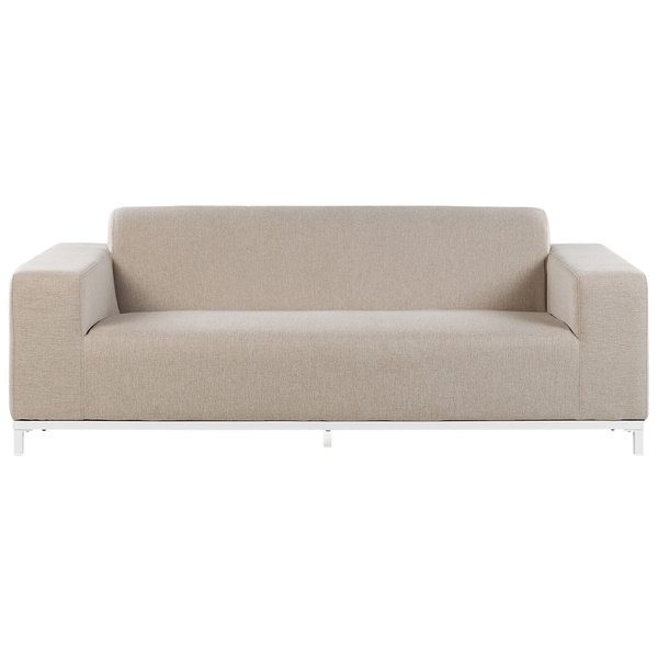 Beiges Sofa mit weißem Gestell