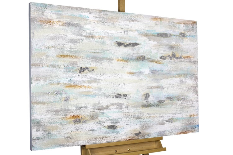 Handgemaltes Gemälde Acrylfarbe 120x80cm Silber