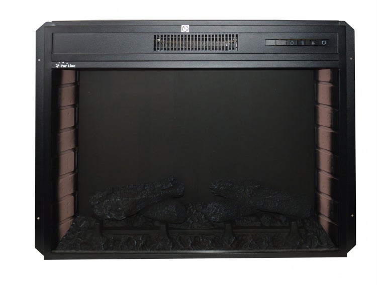 Elektrischer Kamin mit Bedienelementen und Dekoration