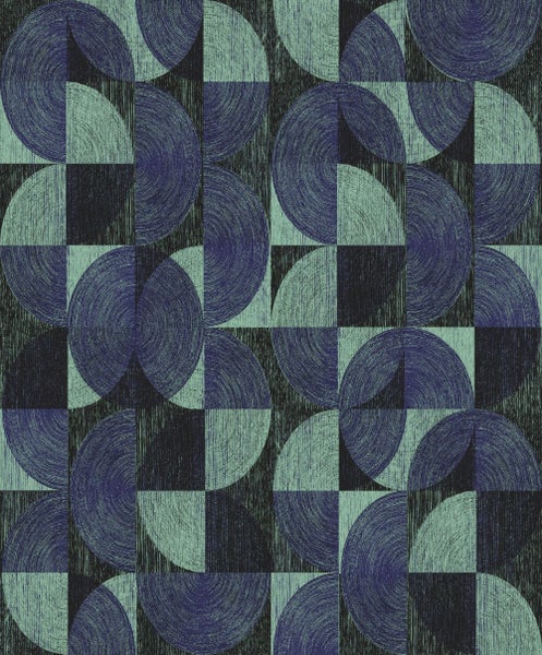 Masureel Tapete geometrisches Motiv Blau - 53 cm x 10.05 m - 630809
