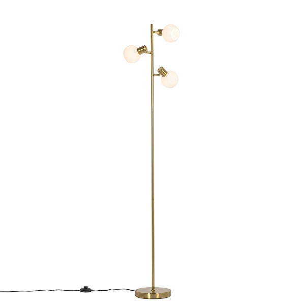 Stehleuchte mit drei Leuchten und rundem Fuß