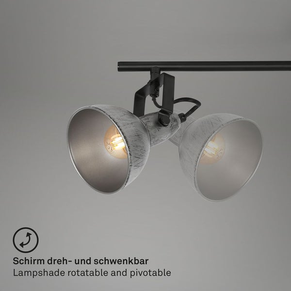 Deckenleuchte Retro 3xE14 dreh-& schwenkbar 40W Metall Antik-silber Briloner