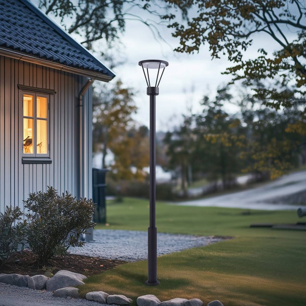 Lucande LED Mastleuchte außen Elario (Modern) in Schwarz aus Aluminium (1 flammig, ) - Kandelaber Außenleuchte