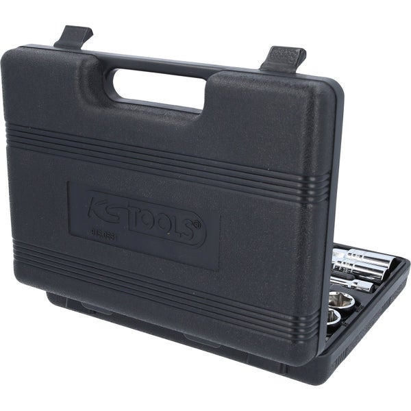 Steckschlüsselsatz in geöffnetem, schwarzem Koffer mit KSTools Logo