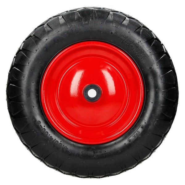 ECD Germany 4er Set Schubkarrenrad luftbereift mit Achse, 4.80/4.00-8, Ø 390 mm, 95 mm Breite, 200 kg, Reifen mit Stahlfelge Rot, Luftrad Ersatzrad, Pneumatische Rad für Schubkarre und Gartenkarren