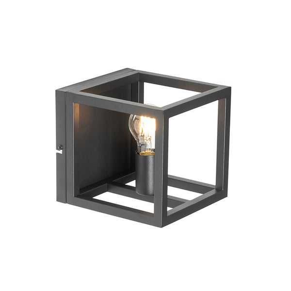 Kubische Wandleuchte mit Glühbirne