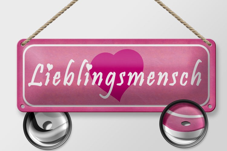 Blechschild Spruch 27x10cm Lieblingsmensch Herz Dekoration