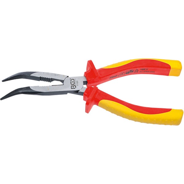 Gebogene Spitzzange, 200 mm, isoliert nach IEC 60900:2004, BGS Technic Logo