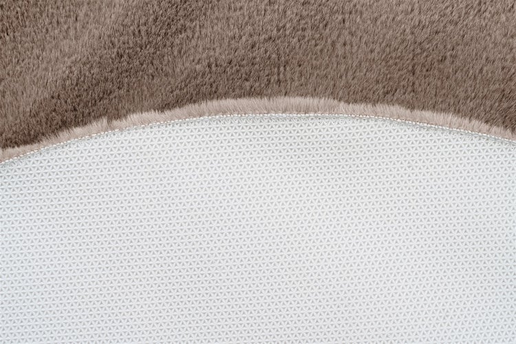Kurzflor Teppich Oasisia Dunkelbeige 22 mm Uni Ø 100 cm