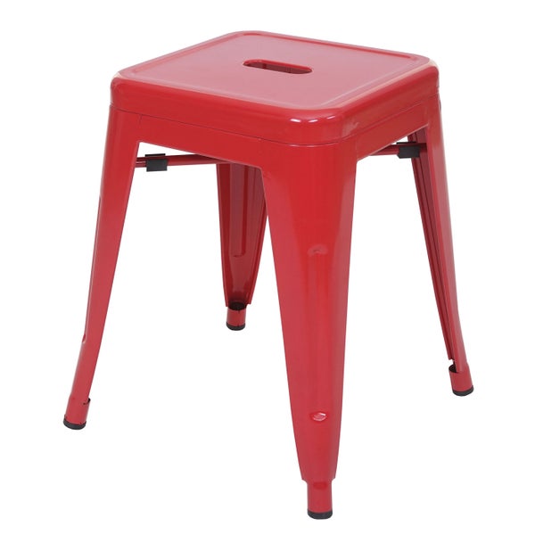 Hocker aus Metall mit quadratischer Sitzfläche und Loch