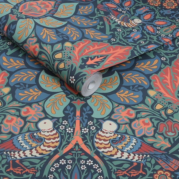 Tapetenrolle mit Vogel- und Pflanzenmuster