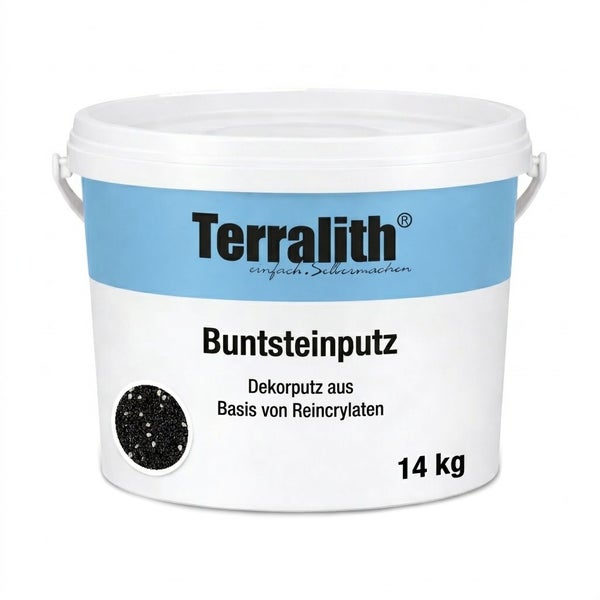 Terralith Buntsteinputz, 14 Kilogramm Eimer, Dekorputz auf Basis von Reincrylaten.