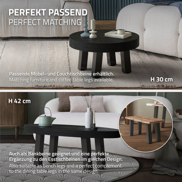 ML-Design 4er Set Tischbeine schräg H:72 cm, Dunkelgrau, Optik Industrial, Stahl pulverbeschichtet, Profil 8x8 cm, I-Form, Möbelfüße Metall 96° Neigung, Tischfüße Möbelbeine für Couchtisch, Sitzbank