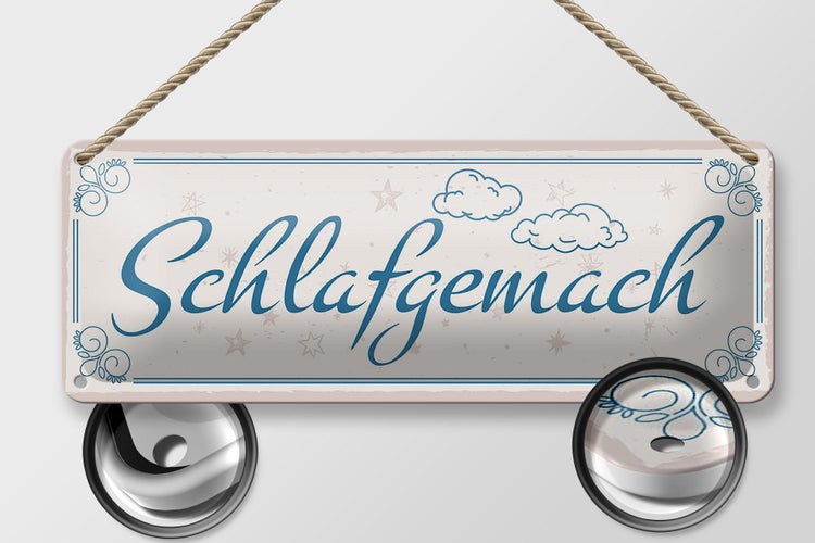Blechschild Spruch 27x10cm Schlafgemach Dekoration