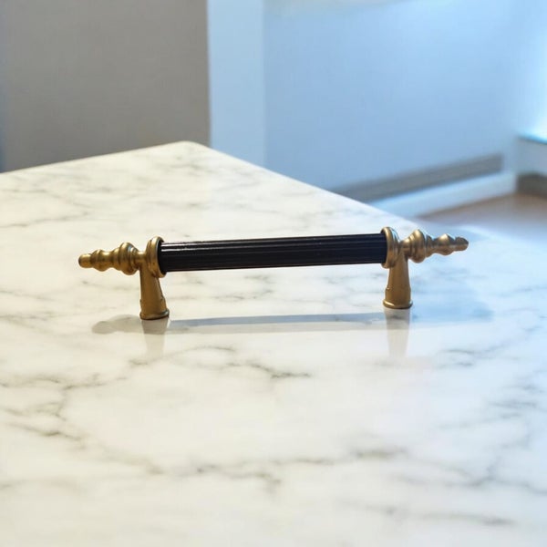 Möbelgriff GR916ET Lochabstand 96mm Matt & Gold & Schwarz Aluminium