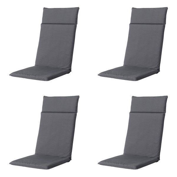 Hochlehnerauflage Panama grau - Ca. 120x50 cm - 4er-Set
