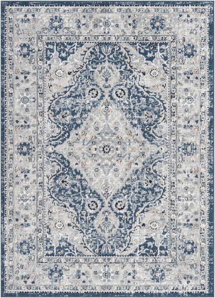 Vintage Orientalischer Teppich - Blau/Grau/Gelb - 160x220cm - PETRA