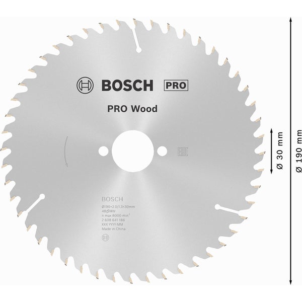 Bosch PRO Wood Kreissägeblatt 190 x 2 x 30 mm - 2608641186