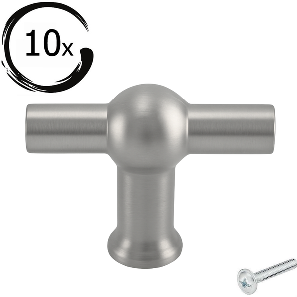 Zehn Möbelgriffe aus Metall mit Schrauben