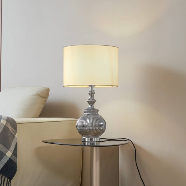 Lindby Tischlampe Loraine (Skandinavisch) in Weiß aus Textil (1 flammig, E27) - Tischleuchte Schreibtischlampe Nachttischlampe Wohnzimmerleuchte