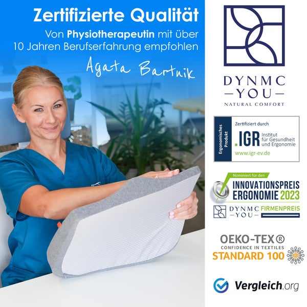 DYNMC you Keilkissen Stuhl Mittelhart H3 - Test SEHR GUT - [MIT PHYSIOTHERAPEUTEN ENTWICKELT] - Ergonomisches Sitzkissen Bürostuhl & Co - Entlastet Rücken & Erhöht Sitzkomfort