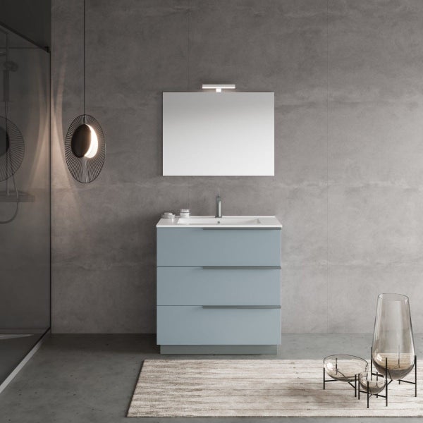 Bodenstehendes Möbel-Set für das Badezimmer, himmelblaue Farbe | New York