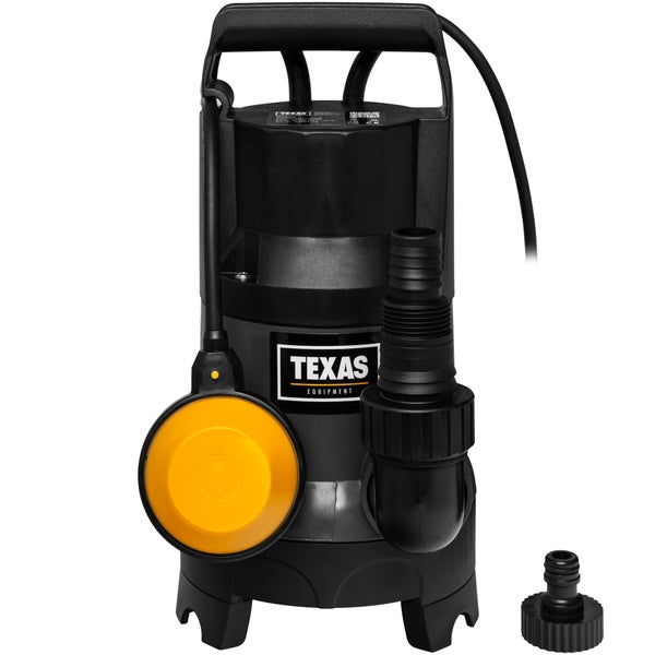 Texas Tauchpumpe mit Schwimmerschalter für den Einsatz als Schmutzwasserpumpe oder Klarwasserpumpe inklusive Schlauchanschluss