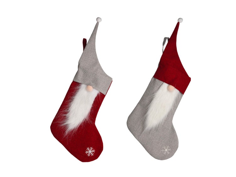 Set mit 2 Dekorationen: Socken mit Weihnachtsmann-Mix 40 cm