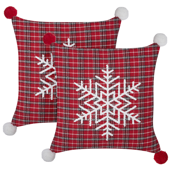 Dekokissen 2er Set LONICERA 45 x 45 cm Rot Weihnachtsmotiv