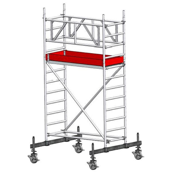 Rollgerüst mit roter Plattform