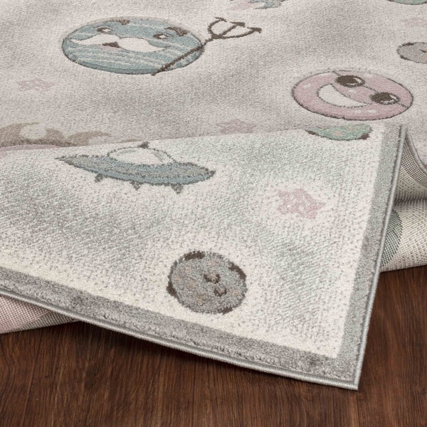 Teppich für Kinder Animierte Planeten Beige/Grau 200x275 cm MILKY WAY