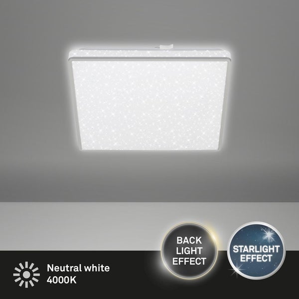 BRILONER LINO LED Deckenleuchte, Sternendekor, Backlighteffekt, silberfarbig, 27 x 27 x 4,5 cm